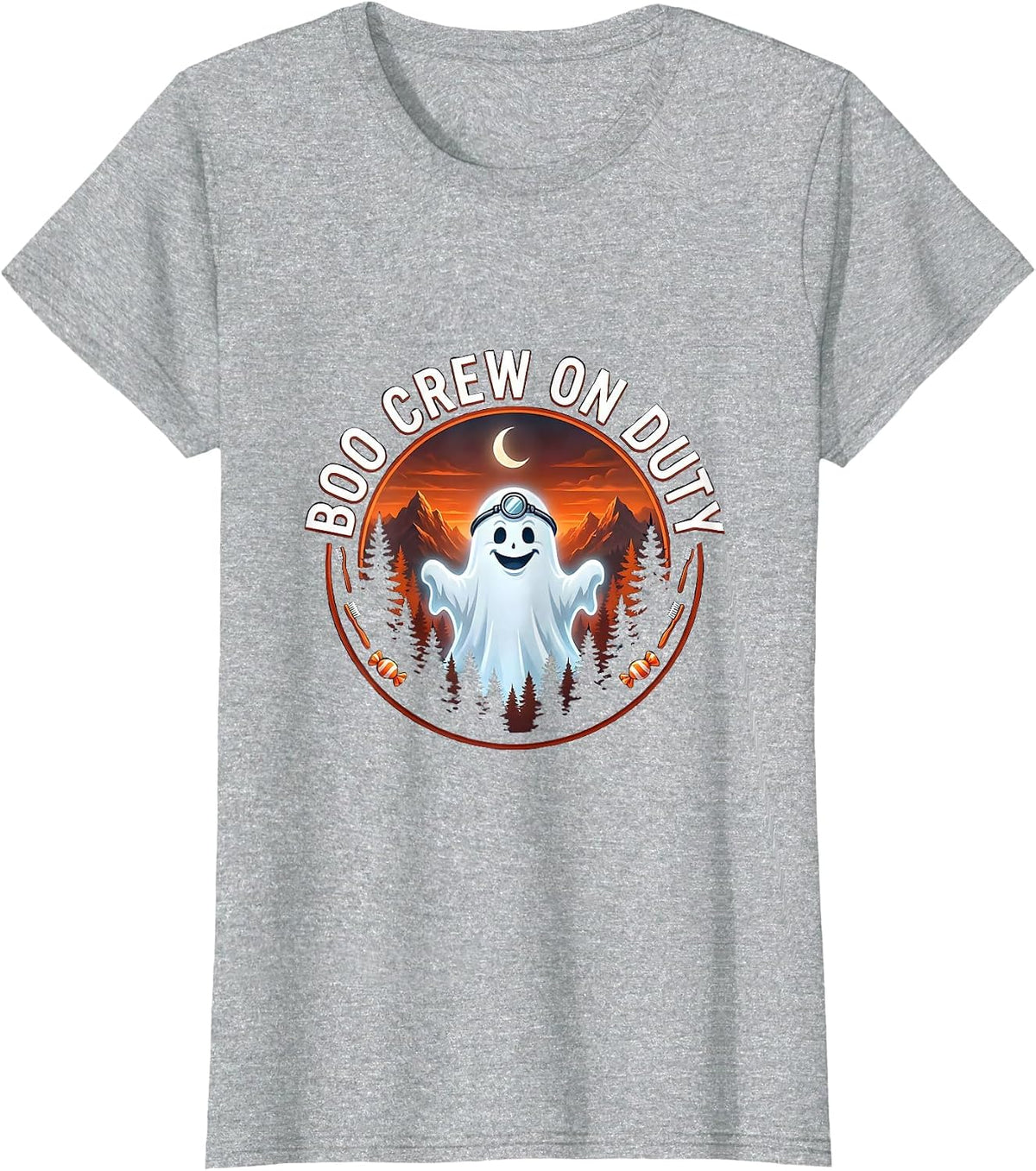 Women's Boo Crew On Duty Dentist Halloween Design T-Shirt - Heather Grey