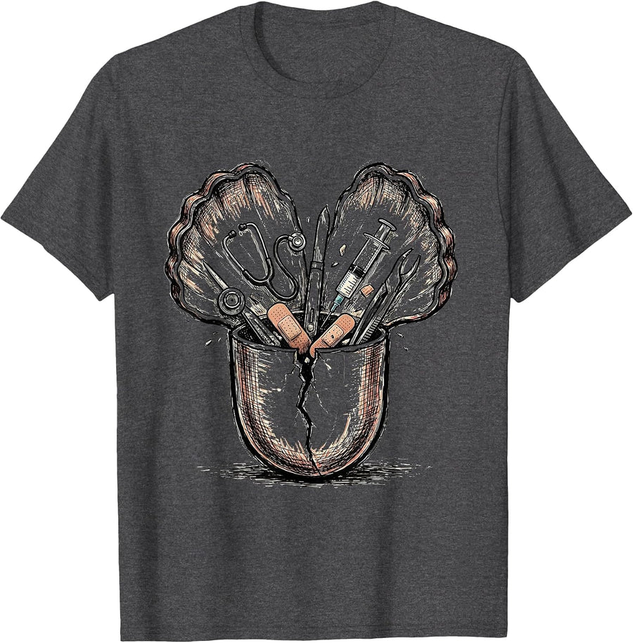 Men's Medical Assistant Pill Capsule Tools Graphic T-Shirt - Dark Heather Grey