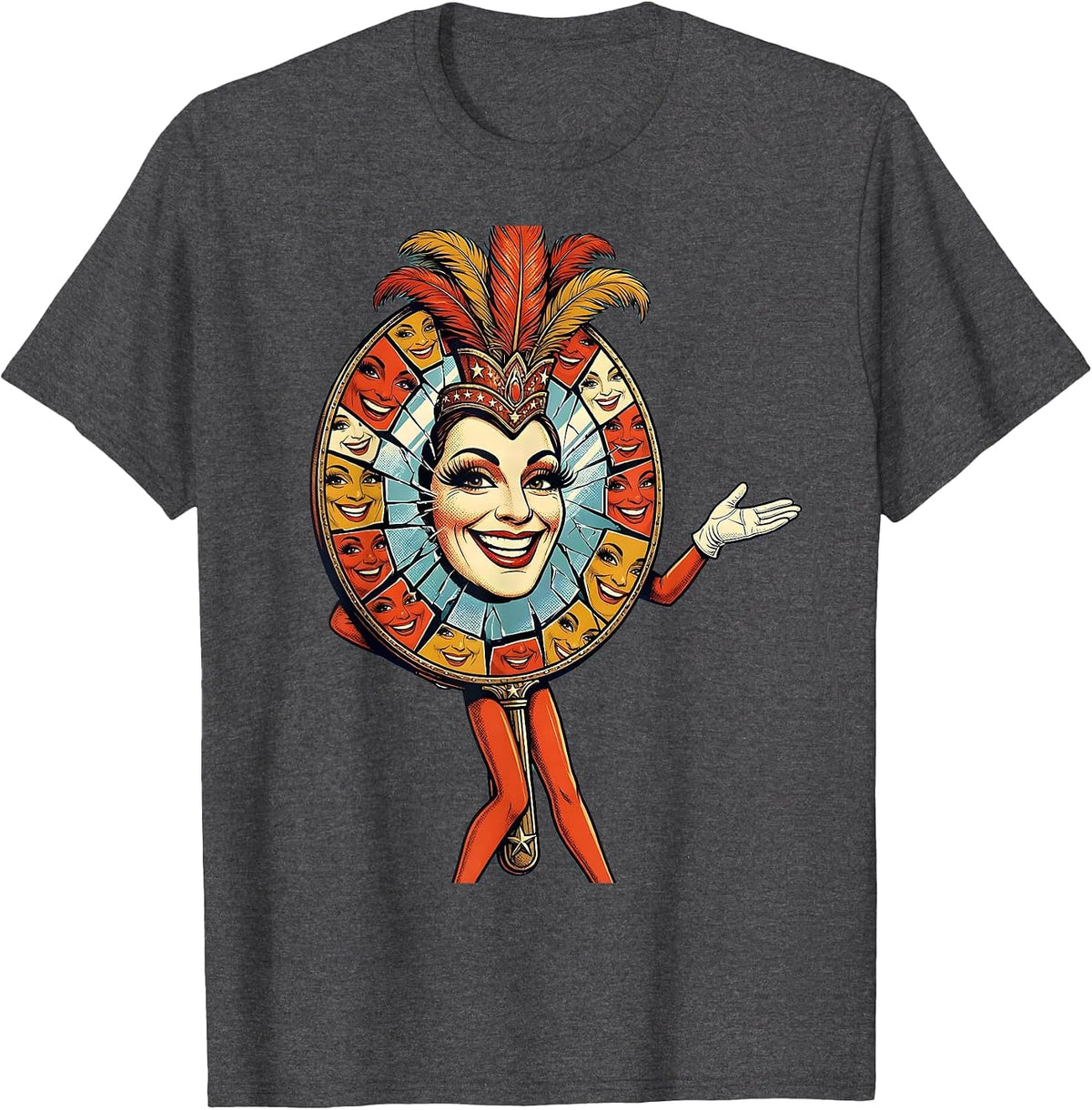 Men's Showgirl Shattered Mirror Reflection Art T-Shirt - Dark Heather Grey