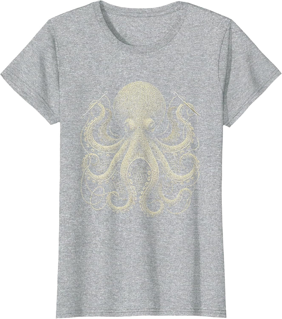Octopus Crocheting With All Eight Tentacles T-Shirt - Heather Grey