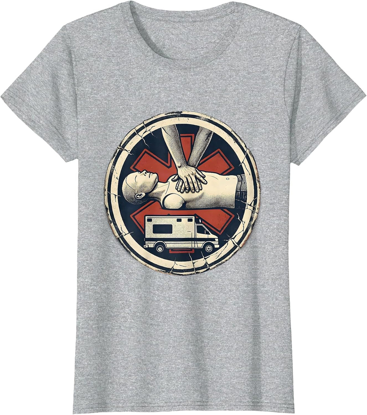 Sealed Mannequin Hands Distressed EMT Paramedic Humor T-Shirt - Heather Grey