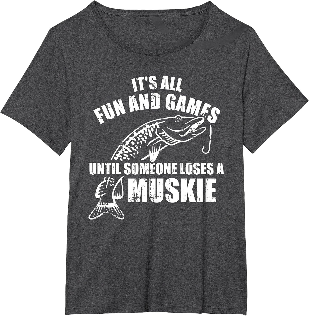 Pike Fishing Muskie T-Shirt - Dark Heather Grey