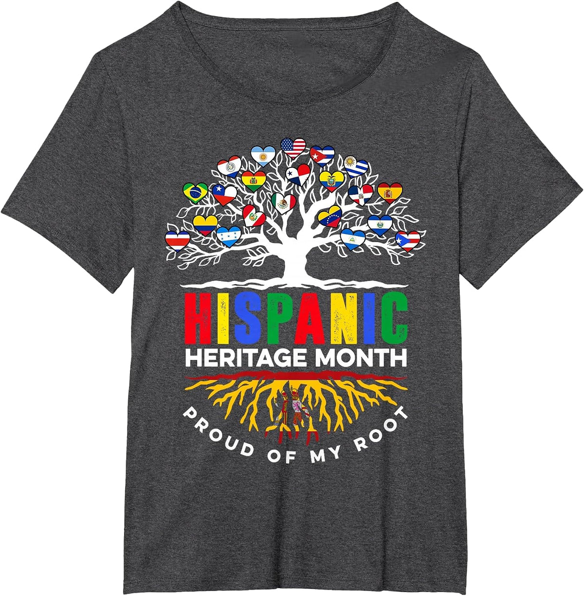 Hispanic Heritage Month Spanish Proud of My Root Spain T-Shirt - Dark Heather Grey