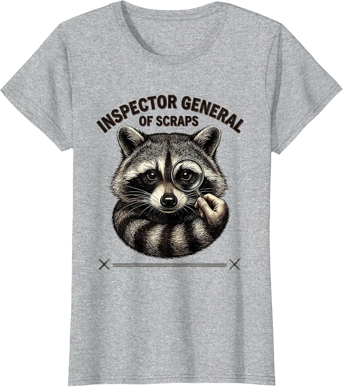 Inspector General Of Scraps Funny Raccoon Trash Panda Humor T-Shirt - Heather Grey