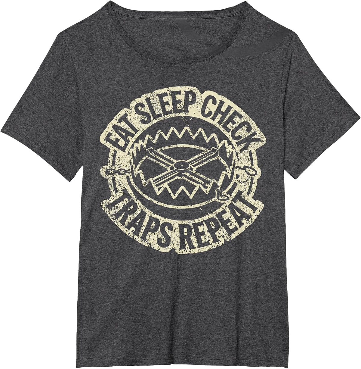 Trapping I Check Traps I Hunting Trapper T-Shirt - Dark Heather Grey