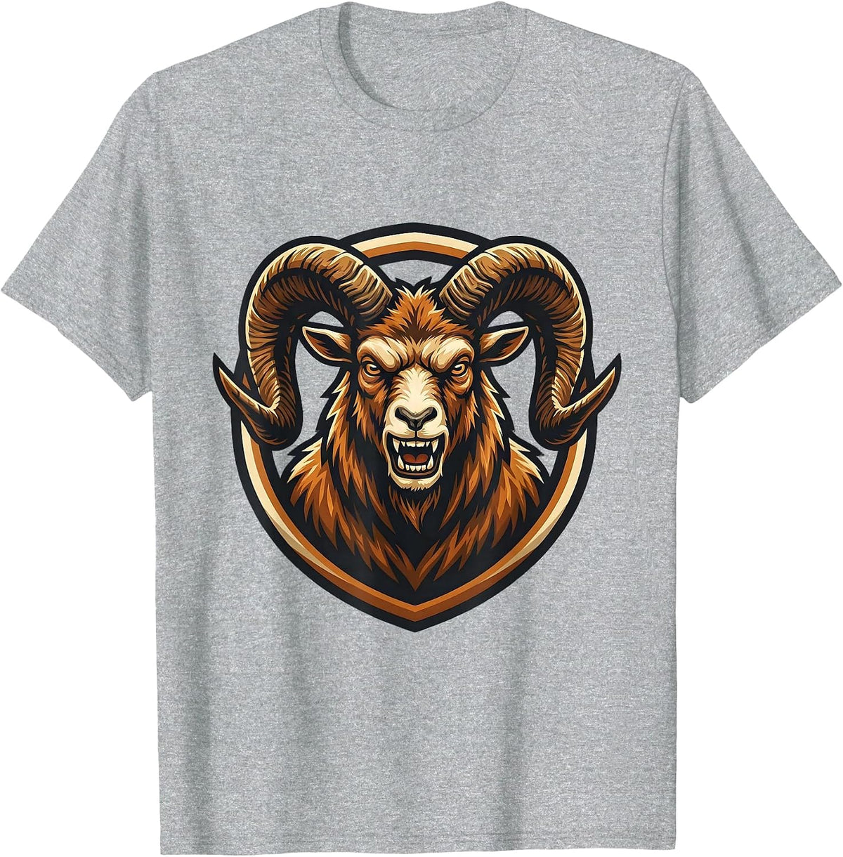 Men's Angry Charging Goat Lowered Horns Illustration T-Shirt - Heather Grey