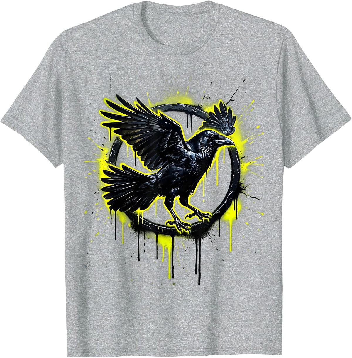Men's Angry Crow Strutting Away Funny Bird Graphic T-Shirt - Heather Grey