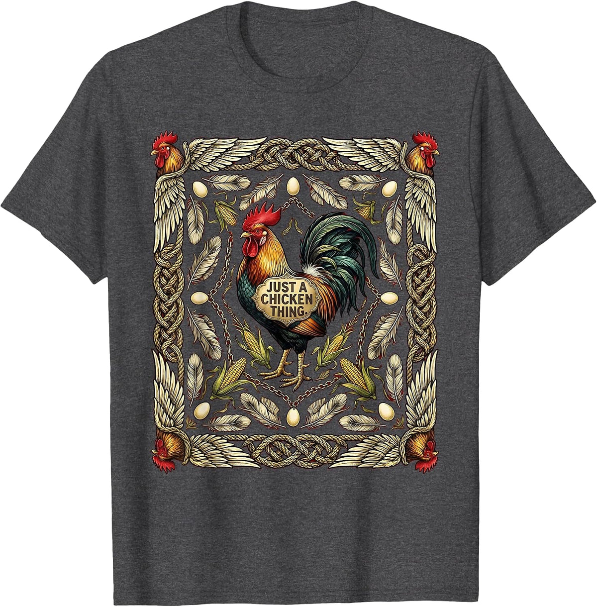 Men's Just a Chicken Thing Funny Poultry Lover Design T-Shirt - Dark Heather Grey