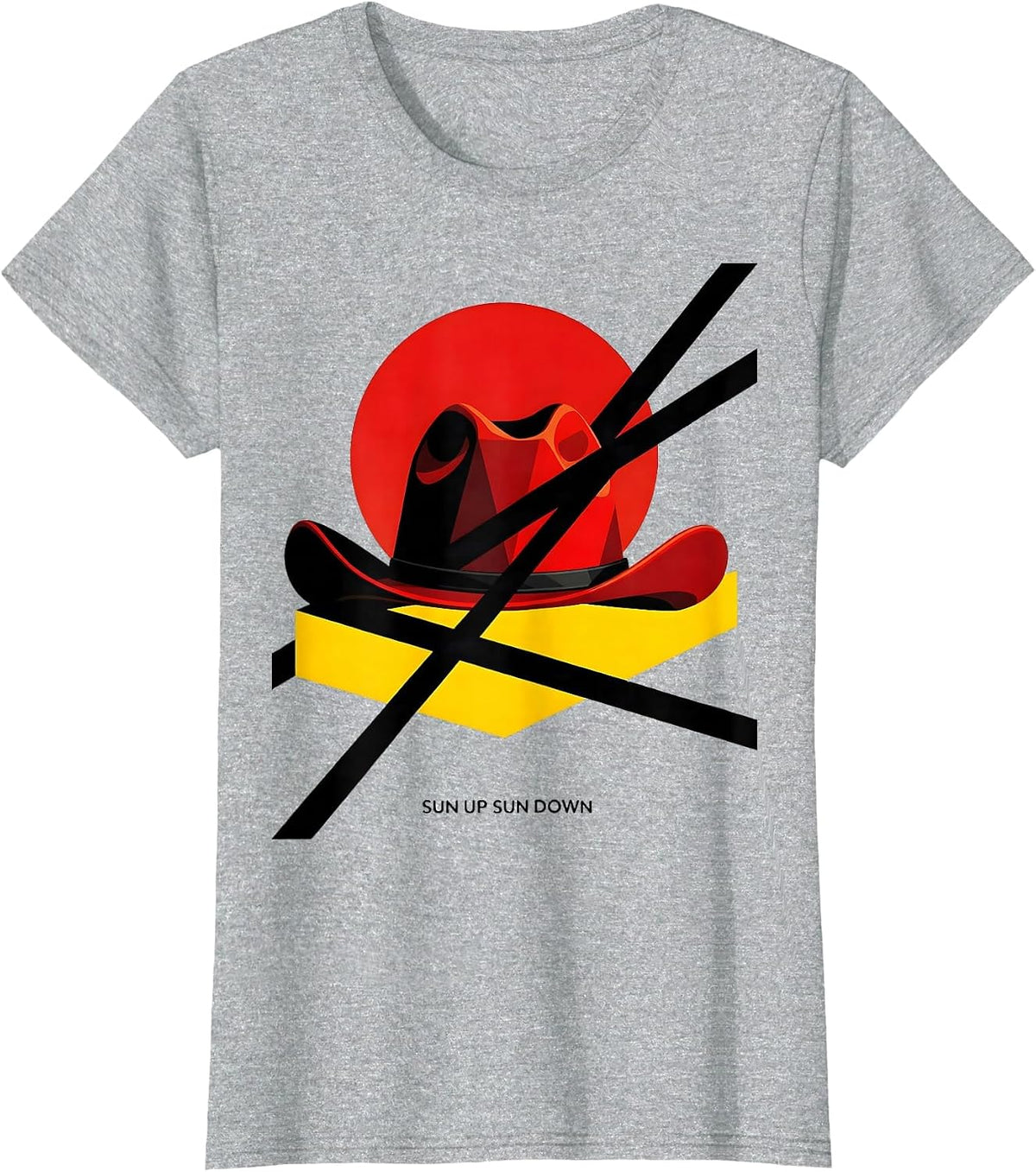 Women's Sun Up Sun Down Cowgirl Western Design T-Shirt - Heather Grey