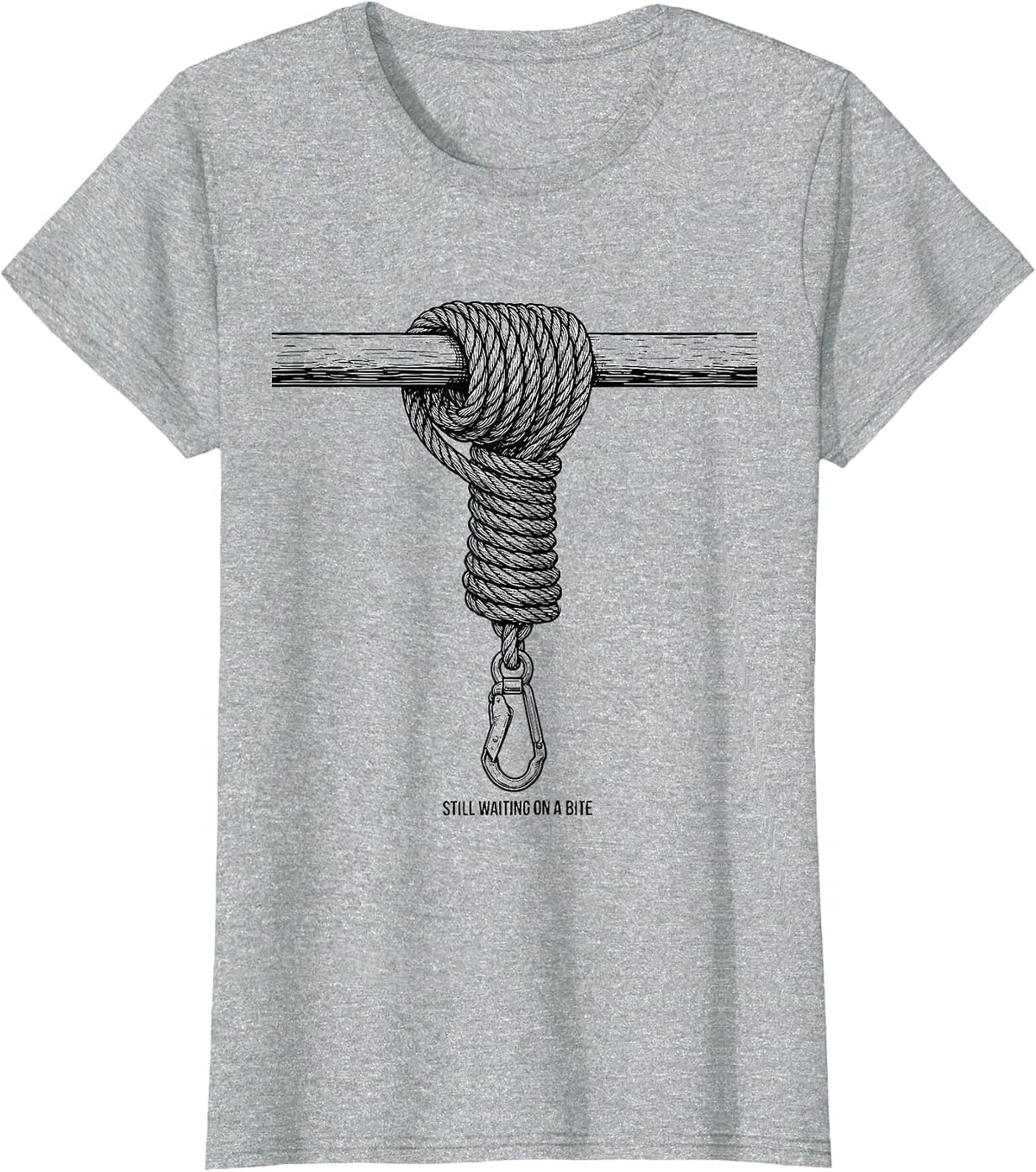 Still Waiting On A Bite Funny Fishing Humor Angler Gift T-Shirt - Heather Grey