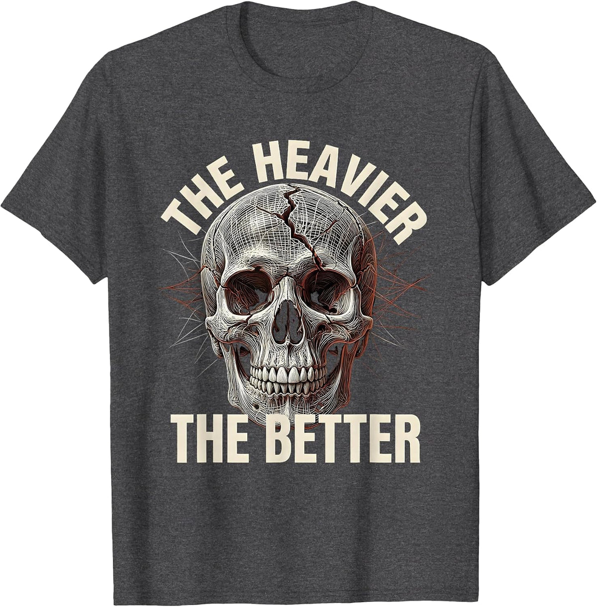 Men's The Heavier The Better Death Metal Design T-Shirt - Dark Heather Grey