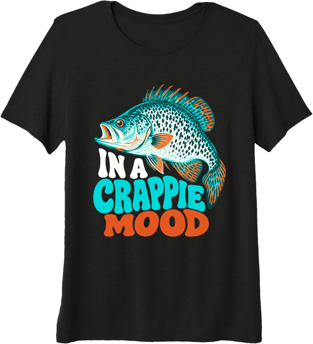 in A Crappie Mood Fish Illustration Premium Tri-Blend T-Shirt - Black