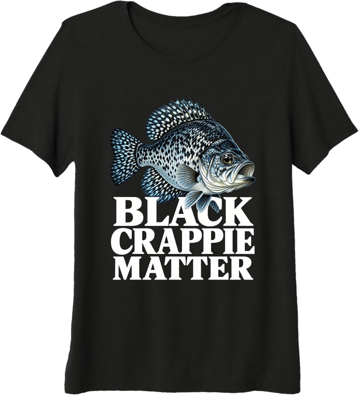 Black Crappie Matter Fish Illustration Premium Tri-Blend T-Shirt - Black