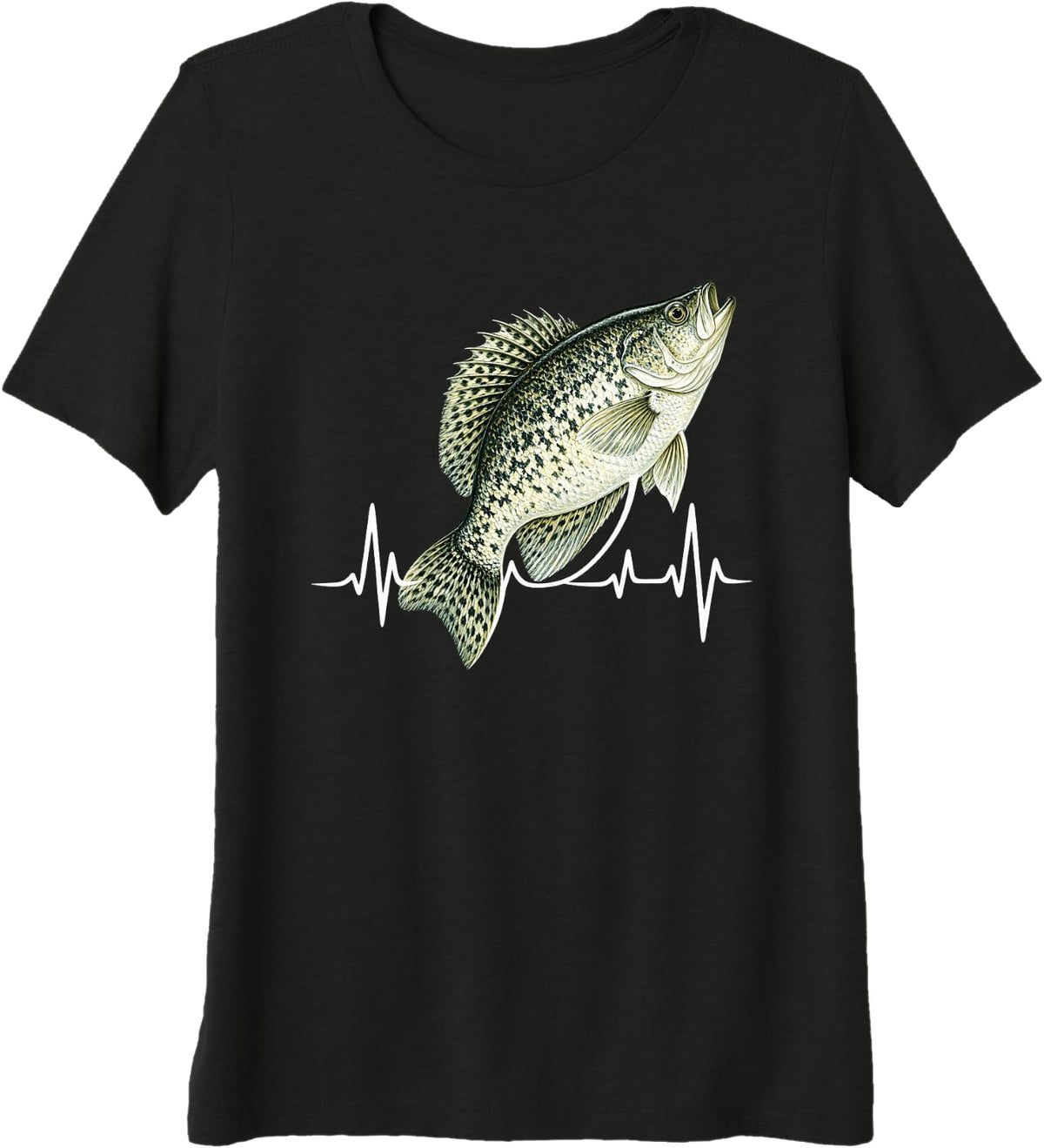 Crappie Fish Heartbeat Premium Tri-Blend T-Shirt - Black