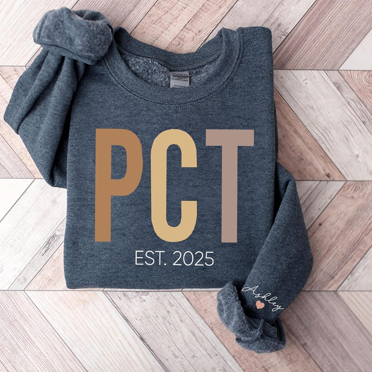 Personalized PCT Sweatshirt, Custom Patient Care Tech Shirt, Hospital Staff Gift, Gift for Healthcare Worker - size chart