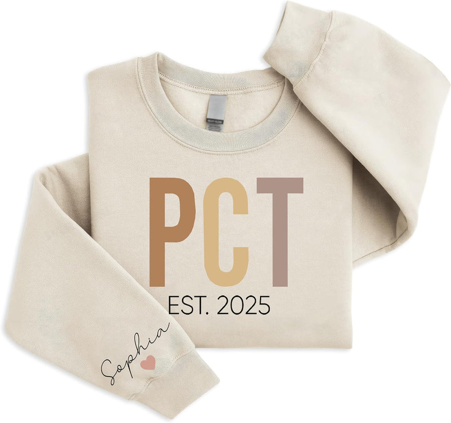 Personalized PCT Sweatshirt with Name on Sleeve, Custom PCT Crewneck Gift - Style 1