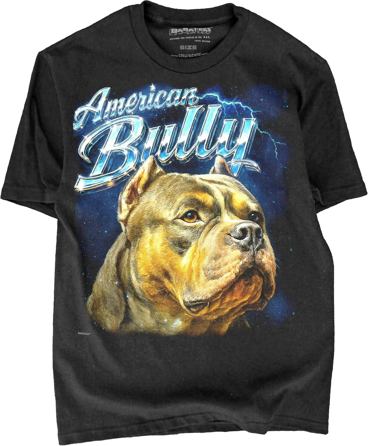 80s Red Heeler Wolf Alpha Dog Graphic Tee, Lightning Bolt and Stars, Black Graphic Tee for Dog Loving Men & Women - American