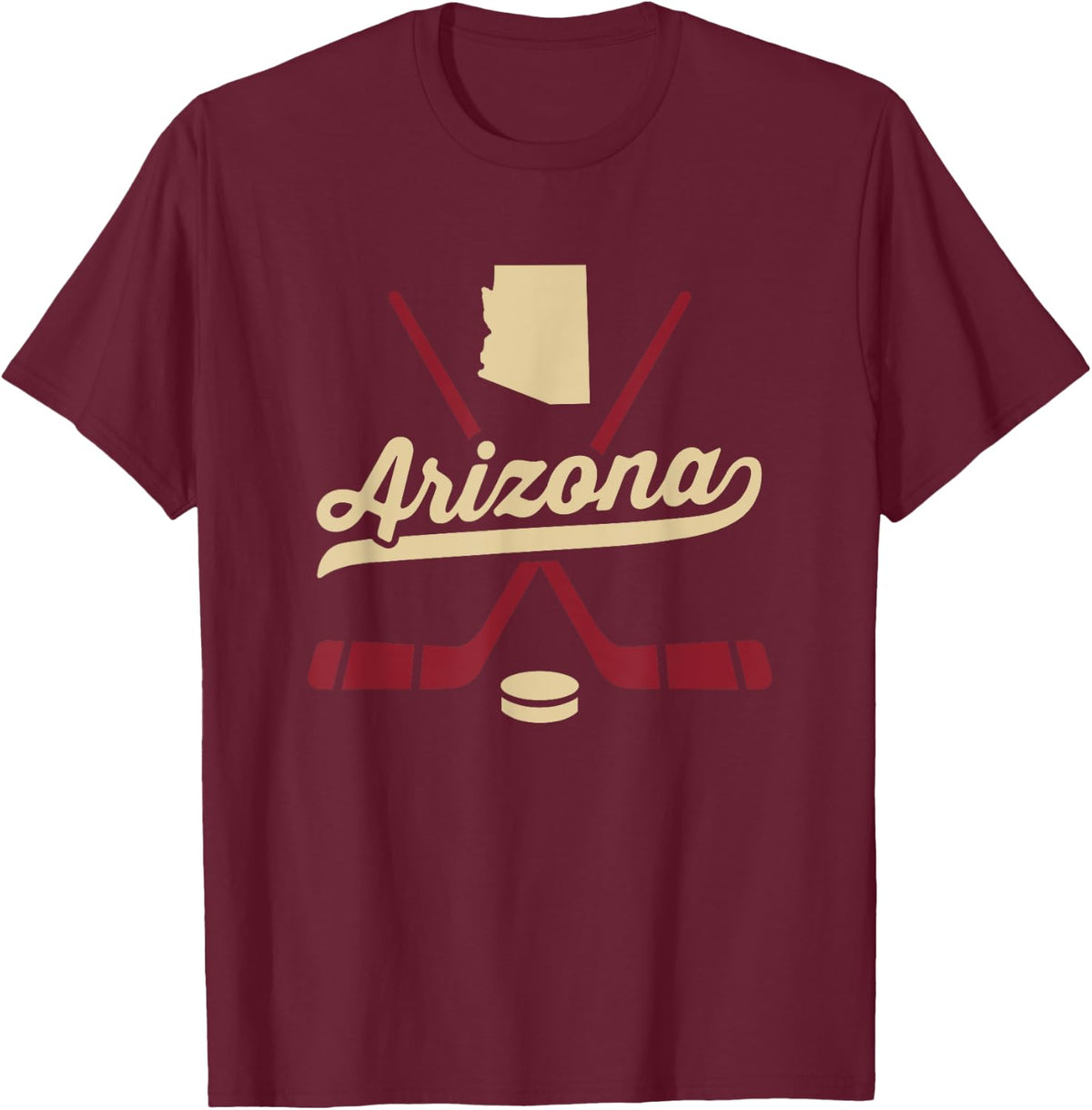 Vintage Arizona Ice Hockey Sticks Sports Team Fan Gift T-Shirt - Burgundy