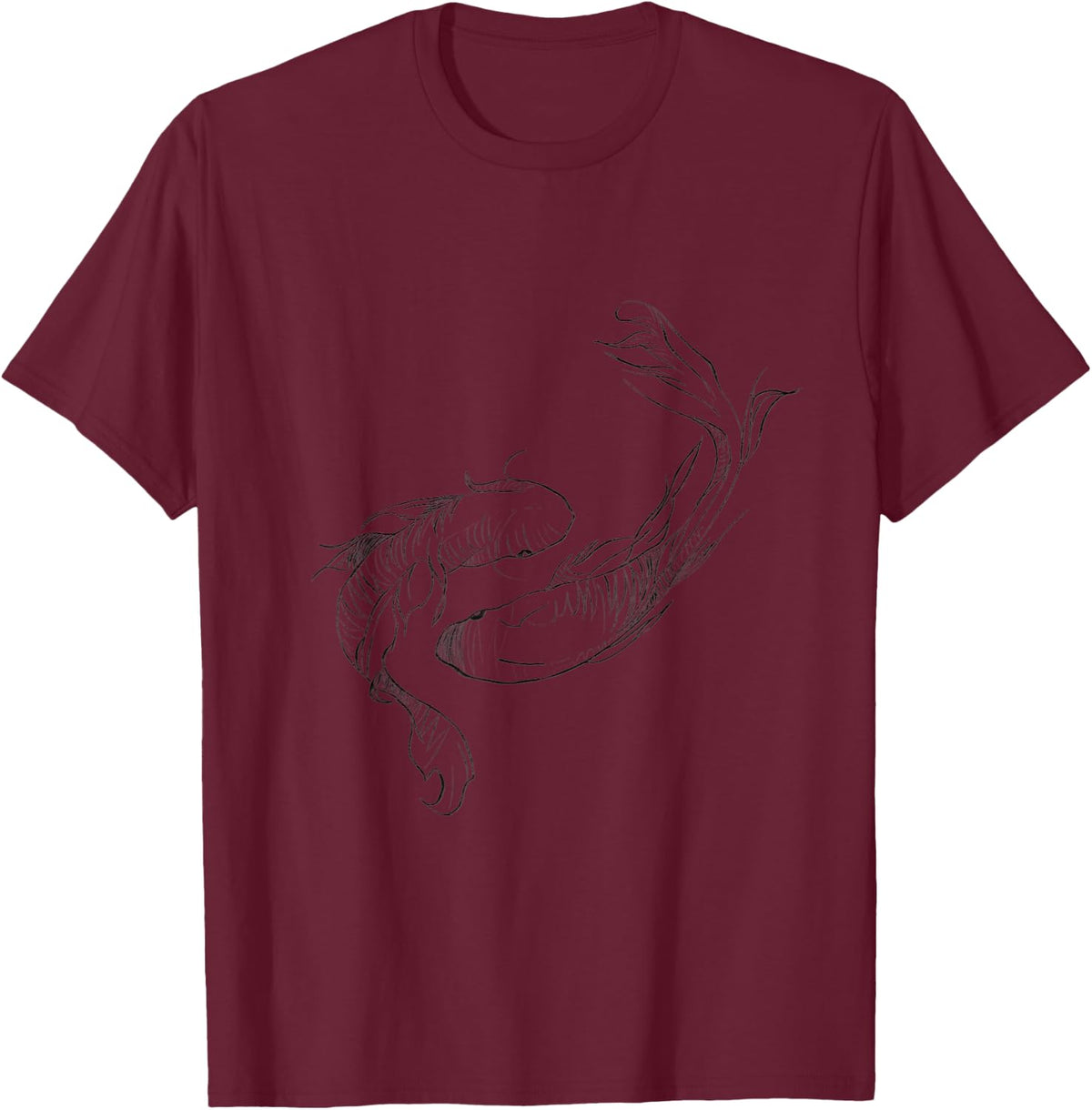 Koi Ying Yang floating Nishikigoi Koi carp fish lover T-Shirt - Burgundy