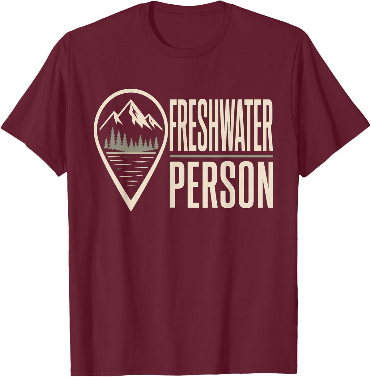 Freshwater Person Funny Geography Map Nerd Trivia T-Shirt - Burgundy