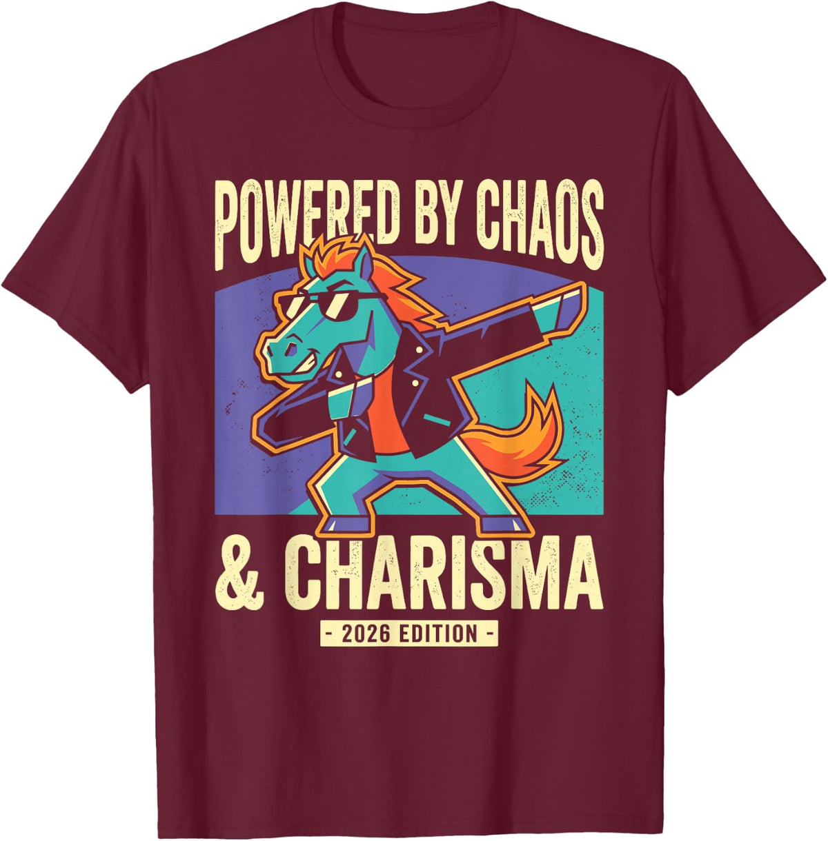 Fire Horse 2026 Chaos Charisma Astrology T-Shirt - Burgundy