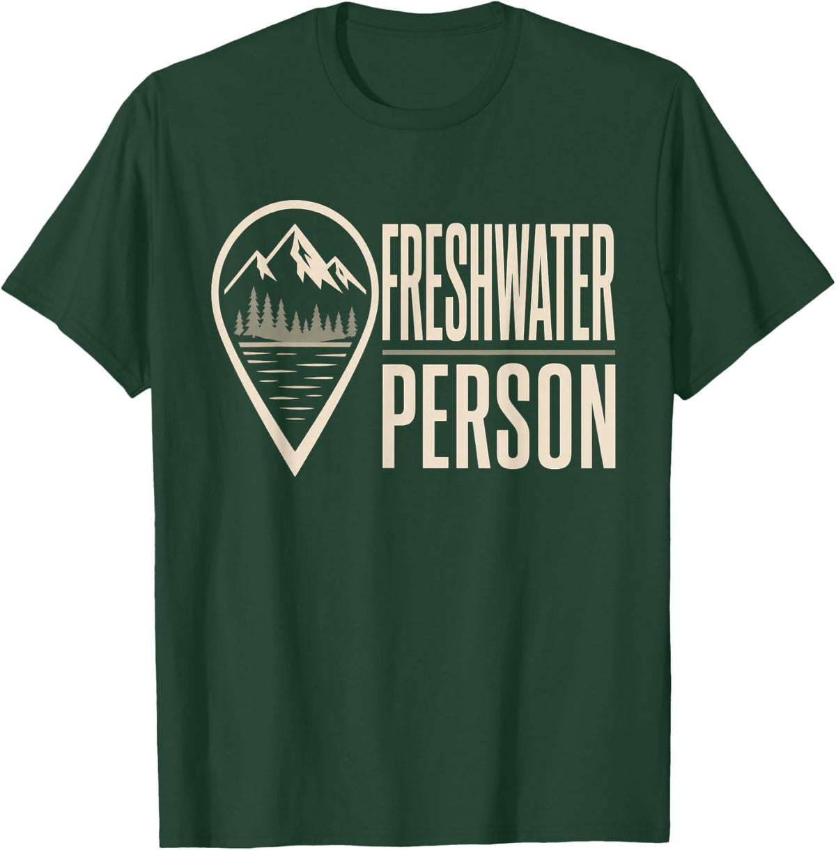 Freshwater Person Funny Geography Map Nerd Trivia T-Shirt - Dark Green