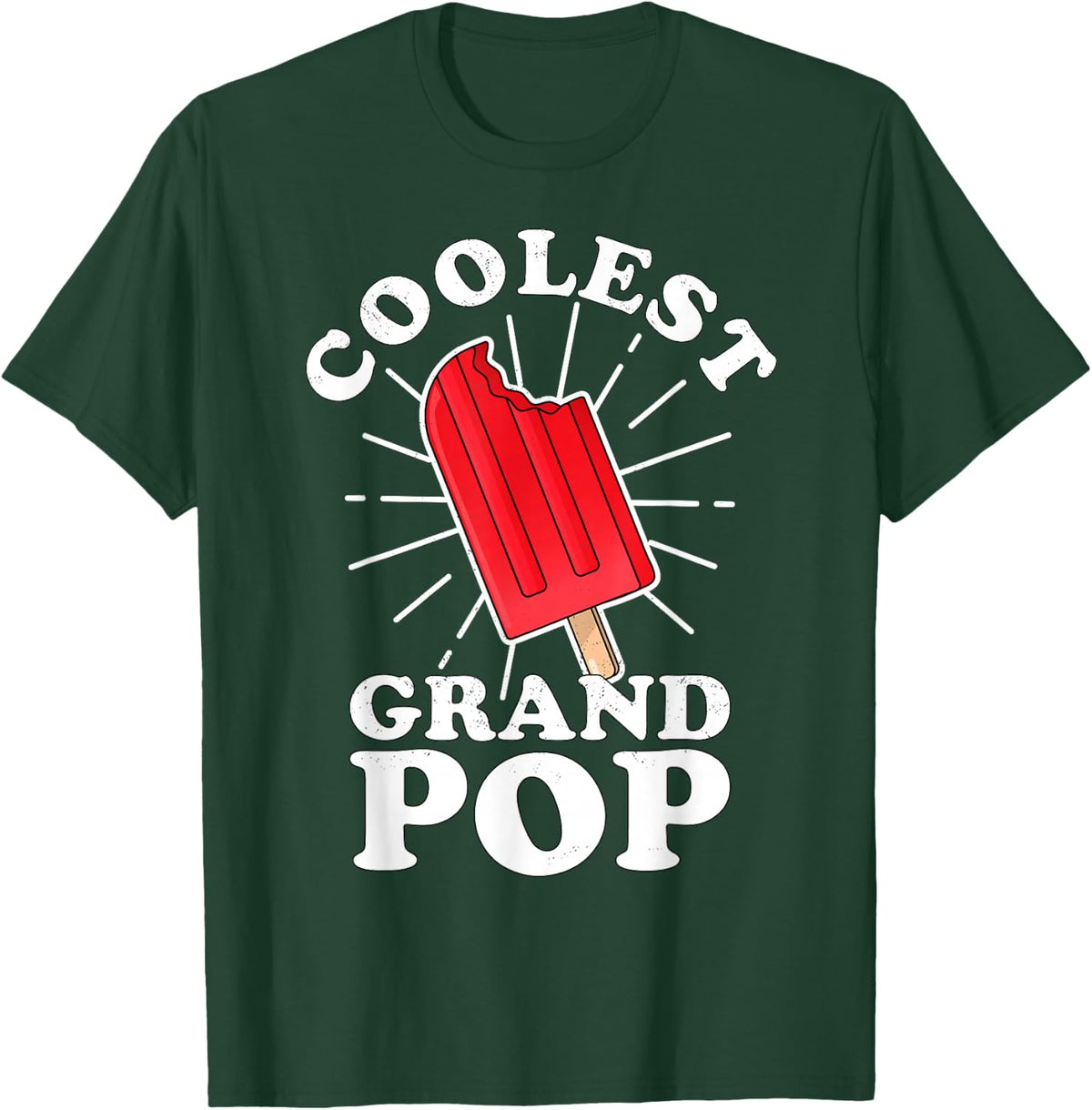 Coolest GrandPop Funny Ice Pop Ice Cream Grandpa Fathers Day T-Shirt - Dark Green