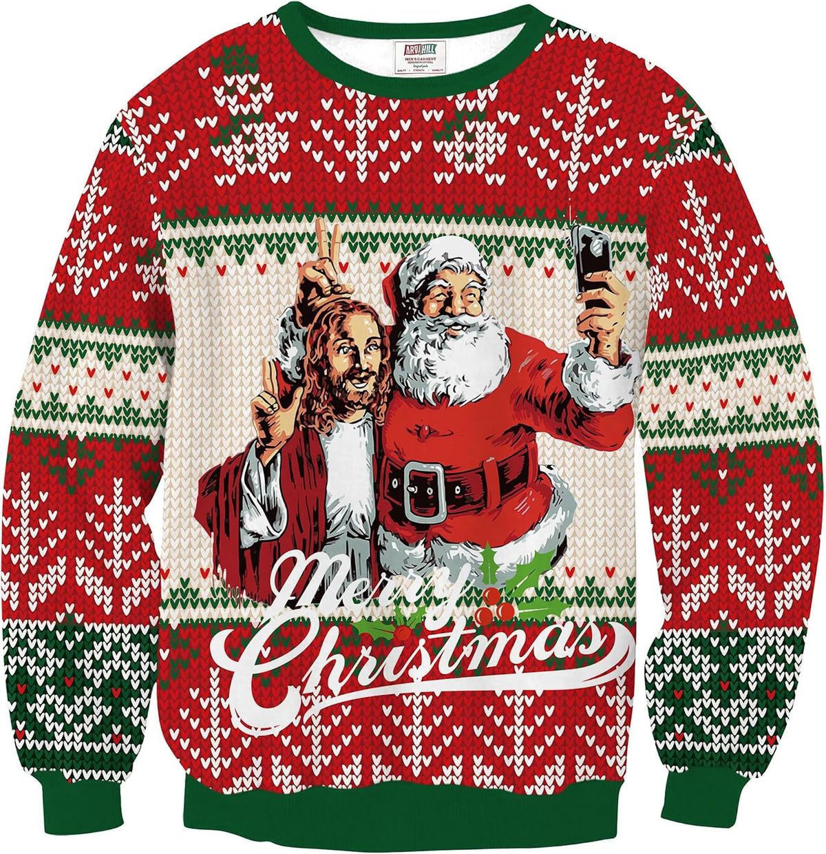 Men's Ugly Christmas Funny Graphic Long Sleeve Unisex Sweatshirt (S-3XL) - Christmas Selfie
