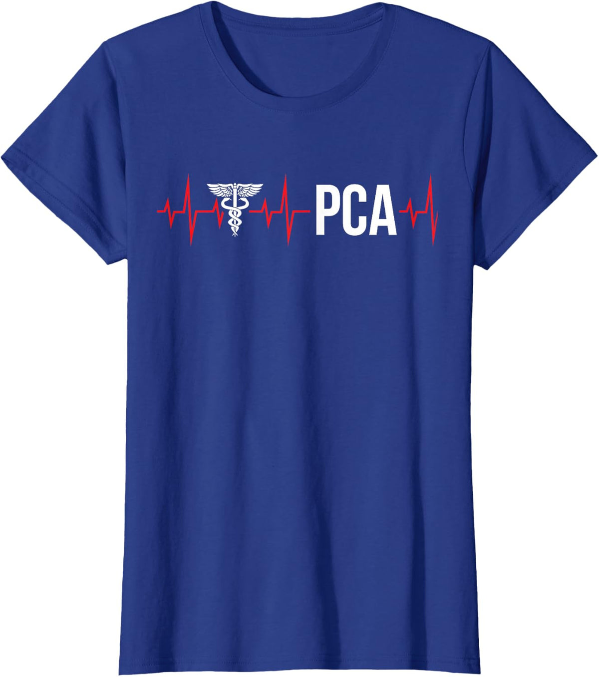 PCA Heartbeat Patient Care Assistant PCA Nurse T-Shirt - Royal Blue