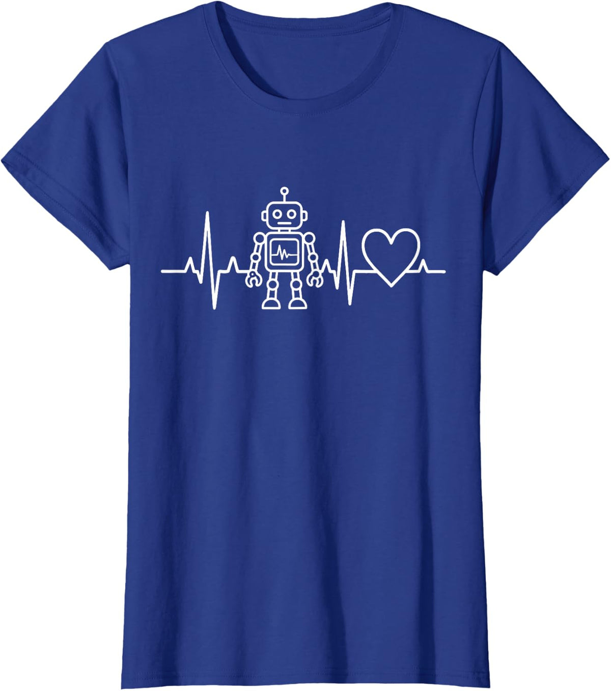 Robot Heartbeat EKG Pulse Line Robotics Engineer T-Shirt - Royal Blue