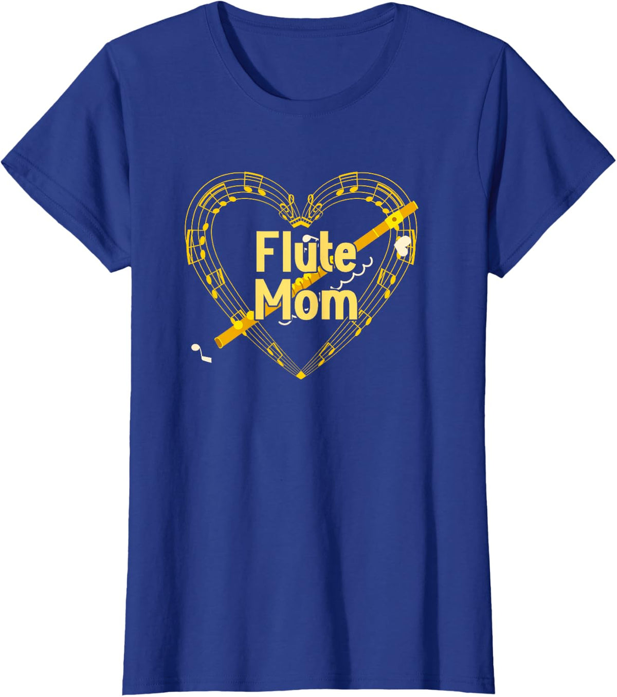 Flute Mom Of A Flute Player Mom Heart Flute Mama T-Shirt - Royal Blue