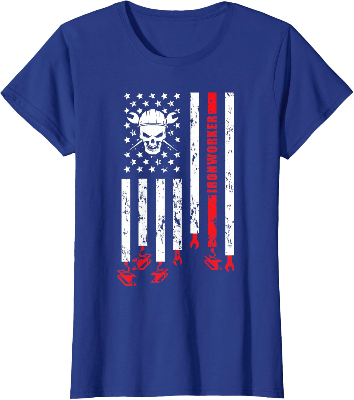 Ironworker US Flag Ironwork Ironworkers T-Shirt - Royal Blue