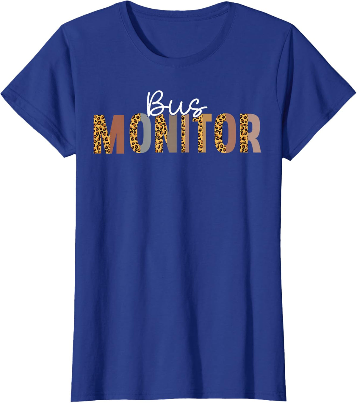 Bus Monitor - Leopard Pattern School Bus Attendant Assistant T-Shirt - Royal Blue