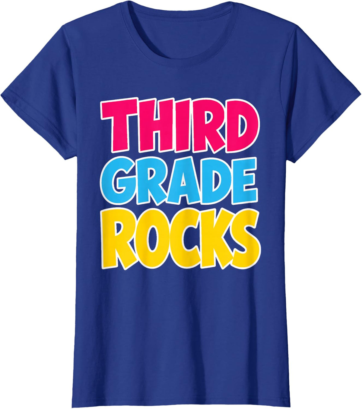 3rd Grade Rocks Third Elementary First Day Bold Type T-Shirt - Royal Blue