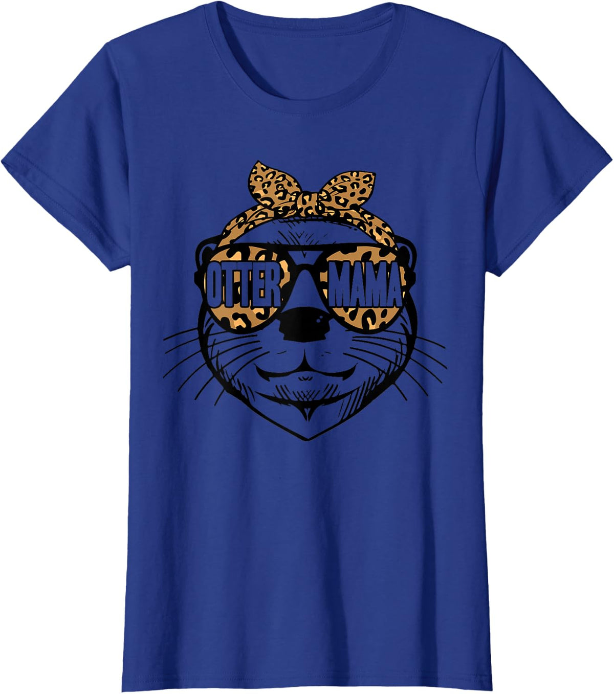 Womens Otter Mom Cute Leopard Otter Mama Mothers Day T-Shirt - Royal Blue
