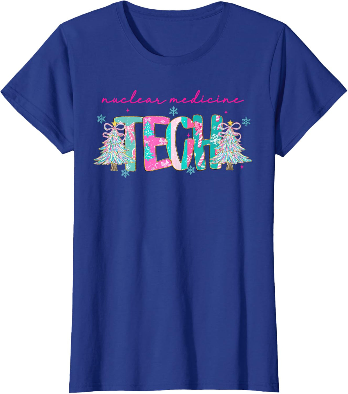 Nuclear Medicine Tech Christmas Tree Bow Radiology Rad Tech T-Shirt - Royal Blue
