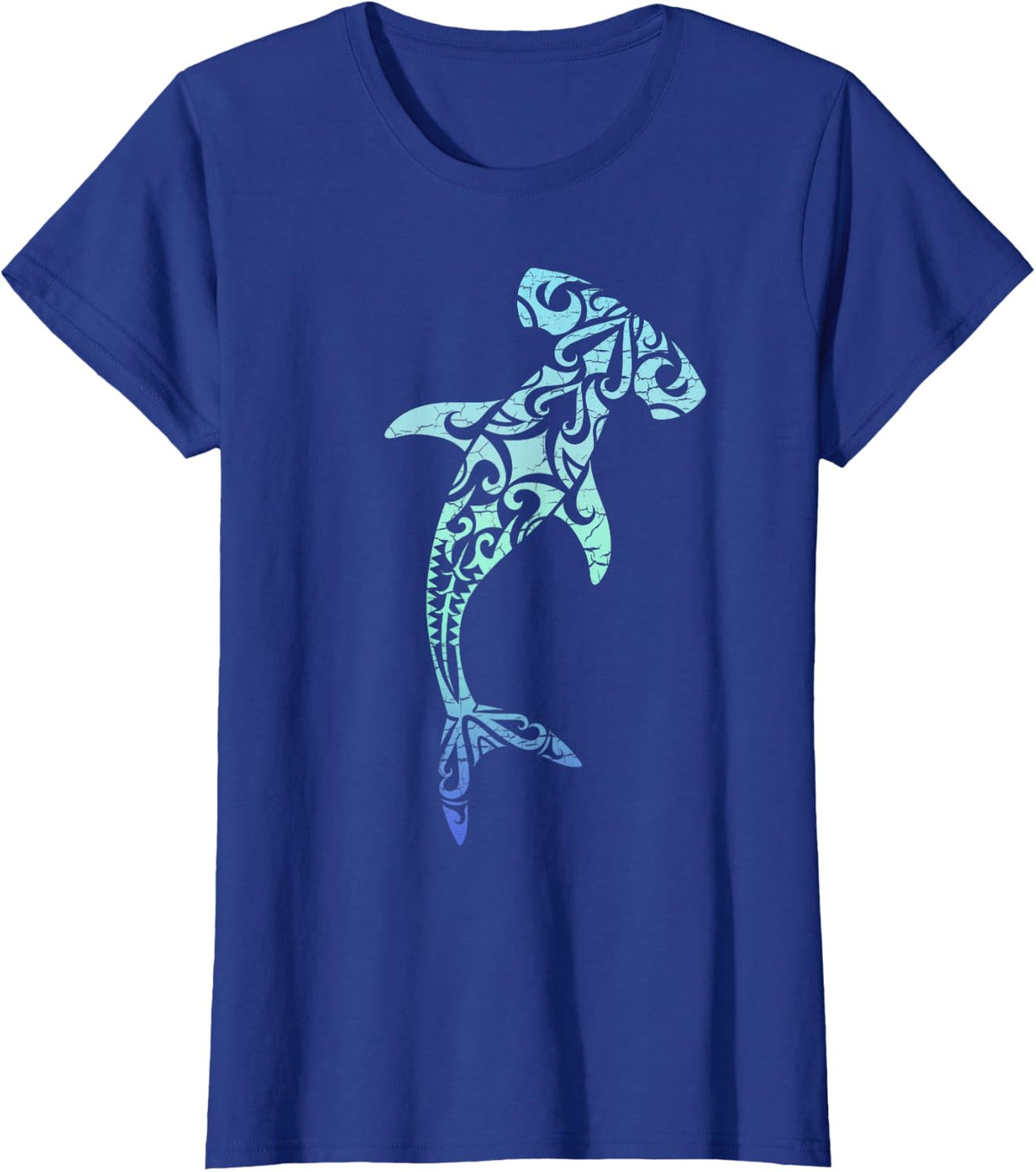Hawaii Polynesian Tribal Hammerhead Shark Tee Aloha State T-Shirt - Royal Blue