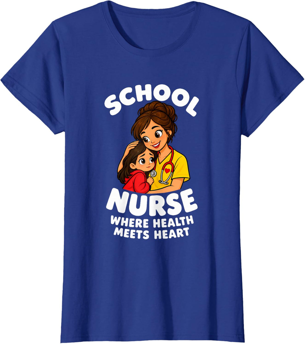 School Nurse Where Health Meets Heart T-Shirt - Royal Blue