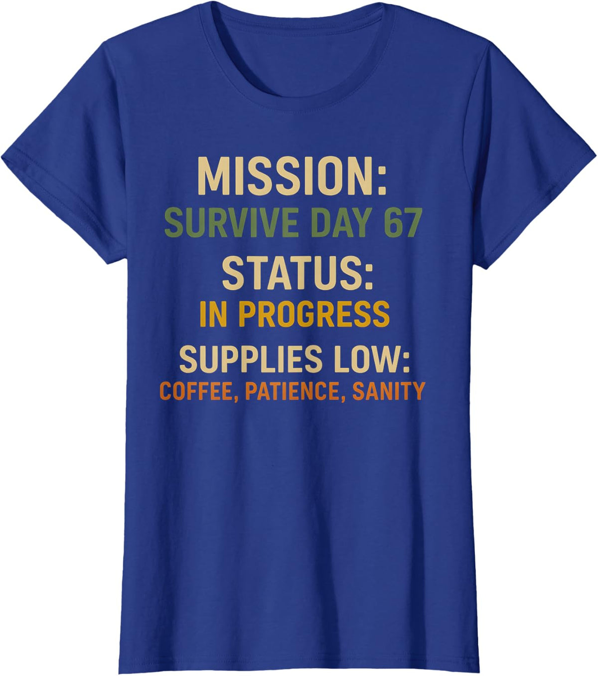 67th Day of School Teacher Coffee Funny 6 7 Meme Six Seven T-Shirt - Royal Blue