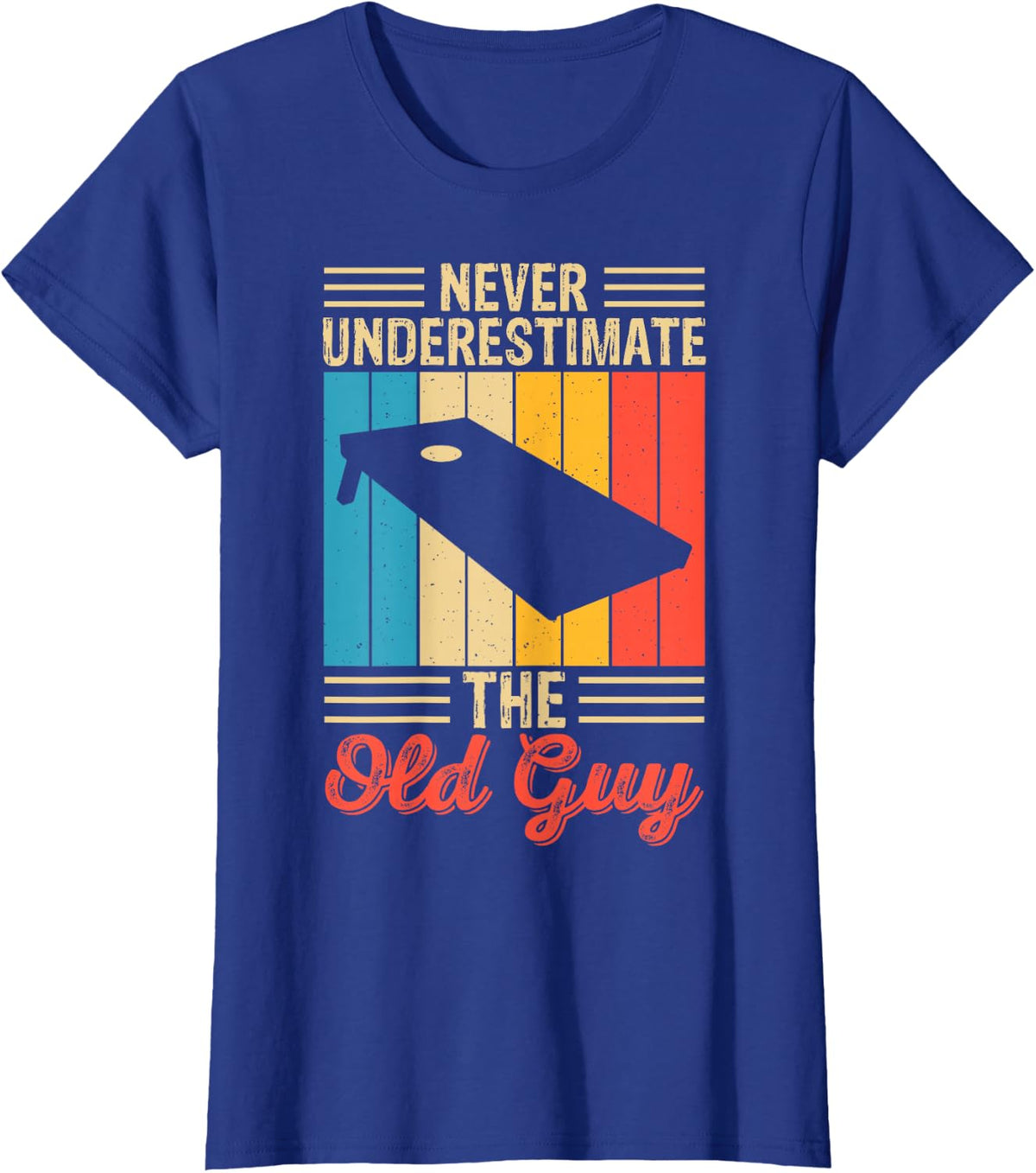 Never Underestimate The Old Guy Funny Cornhole Player Mens T-Shirt - Royal Blue