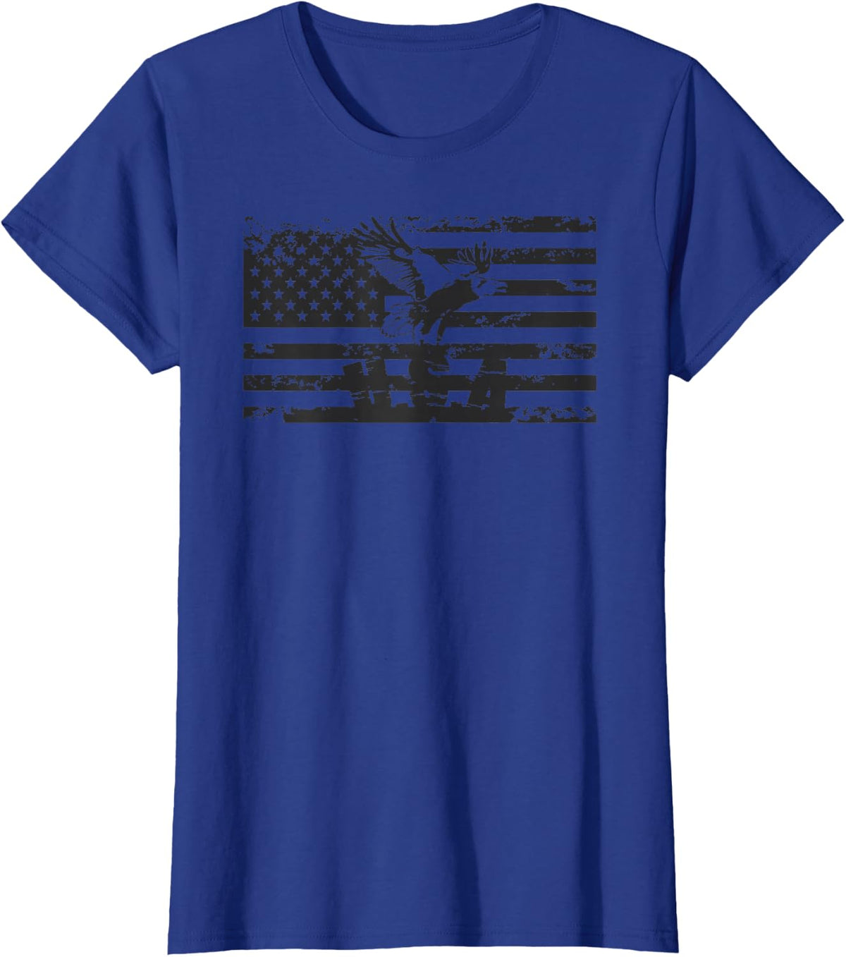American Flag Eagle USA Patriot Military T-Shirt Men Women T-Shirt - Royal Blue