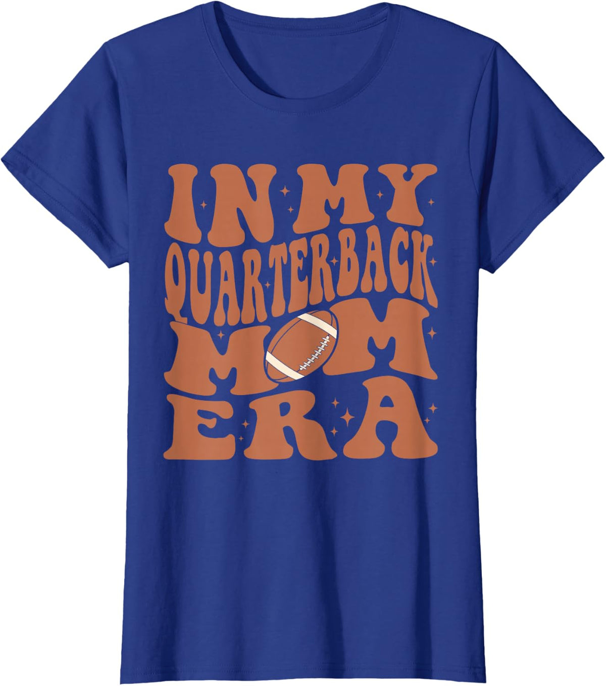 In My Quarterback Mom Football Era Groovy QB Mama Christmas T-Shirt - Royal Blue