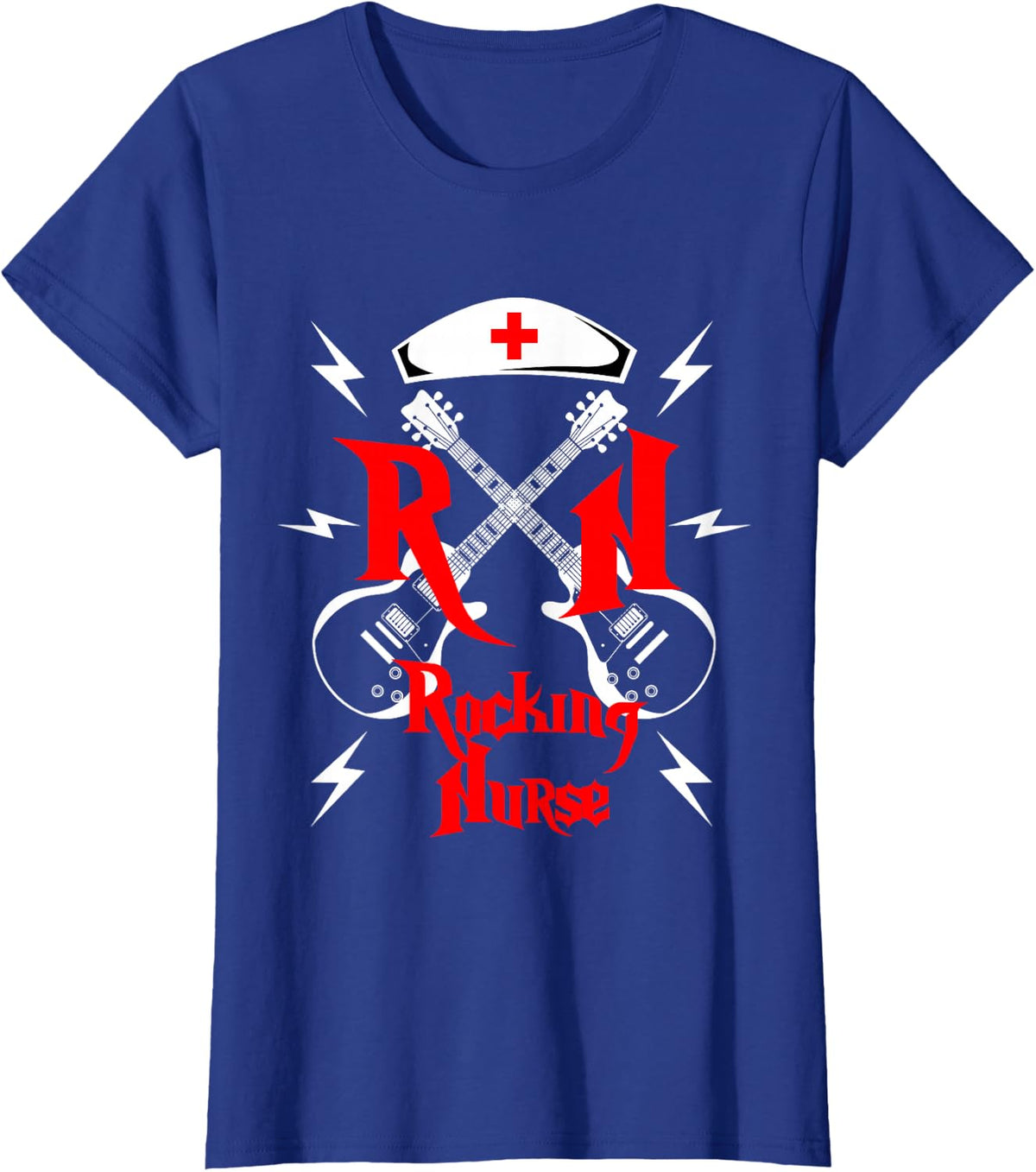 Nurse RN Guitar Rock N Roll Fan Nursing T-Shirt - Royal Blue