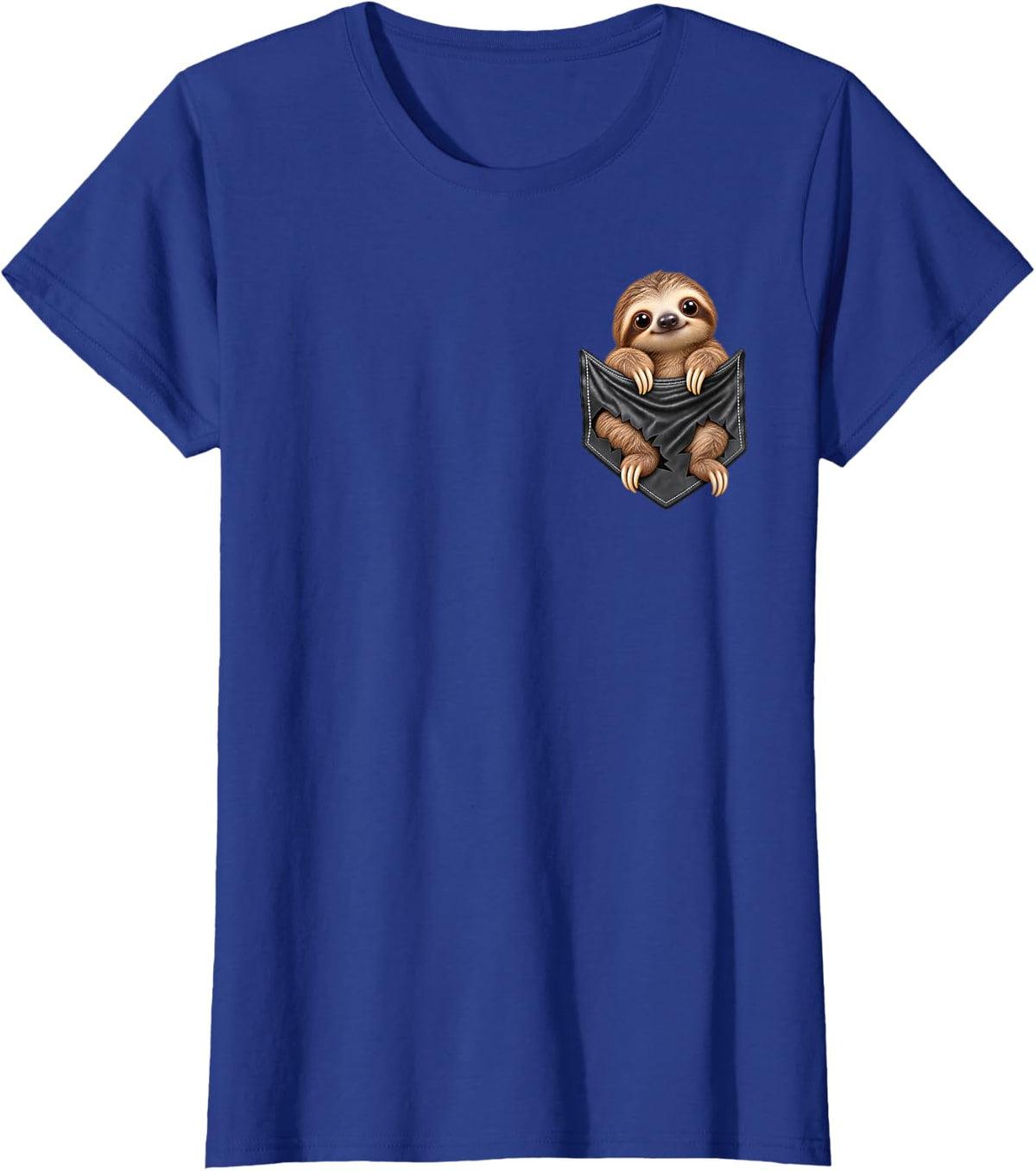 Funny Sloth Pocket for Men and Women Cute Animal Graphic T-Shirt - Royal Blue