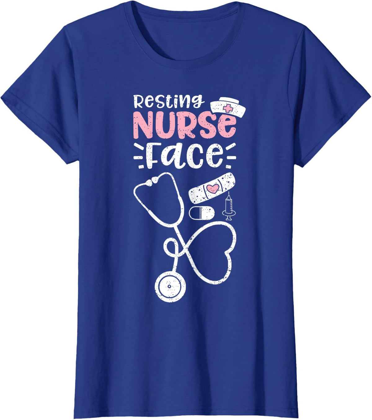 Resting Nurse Face Tee Funny Nursing T-Shirt For Nurses Healthcare Workers - Royal Blue