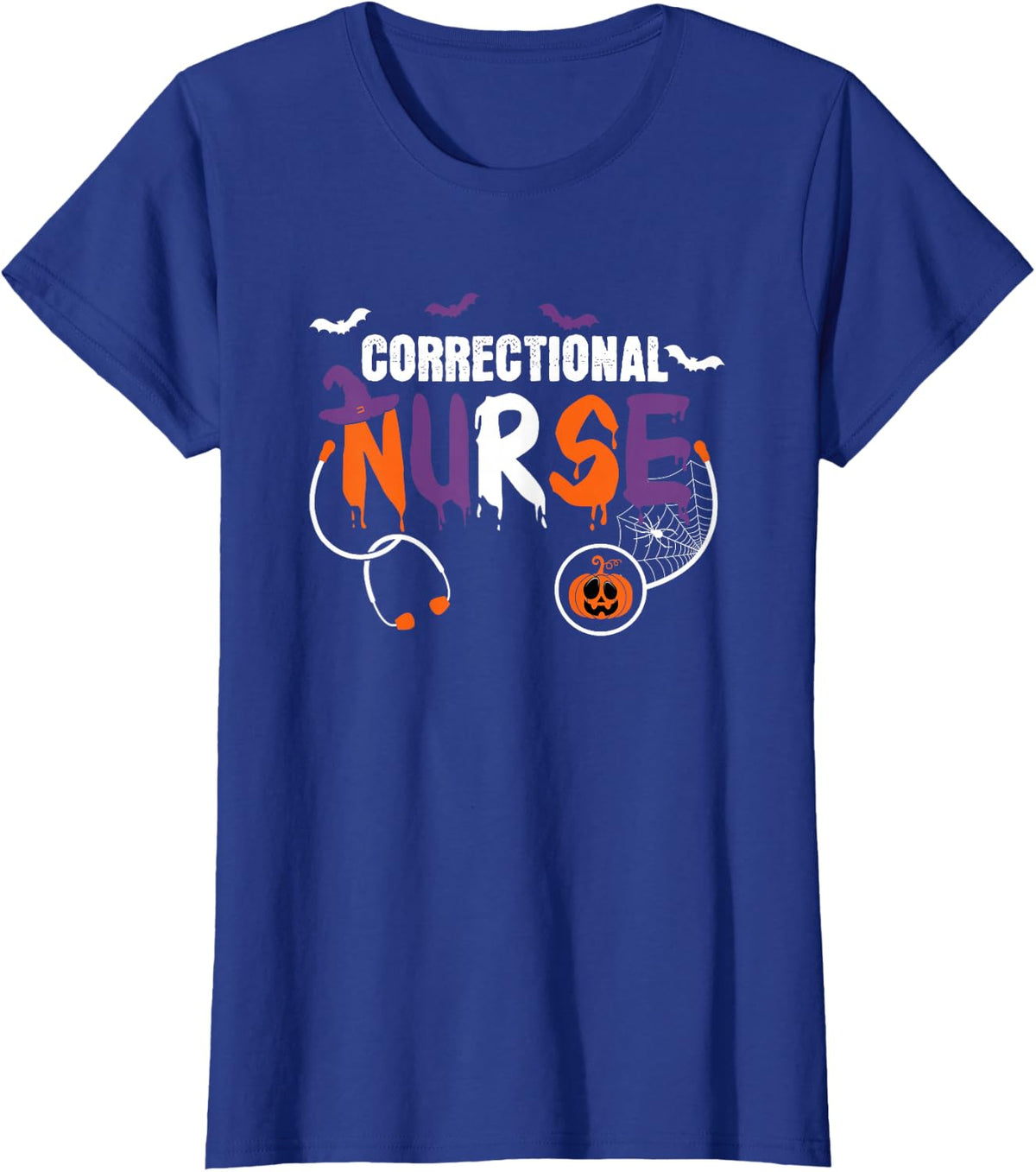 Correctional Nurse Halloween Stethoscope Pumpkin Men Women T-Shirt - Royal Blue