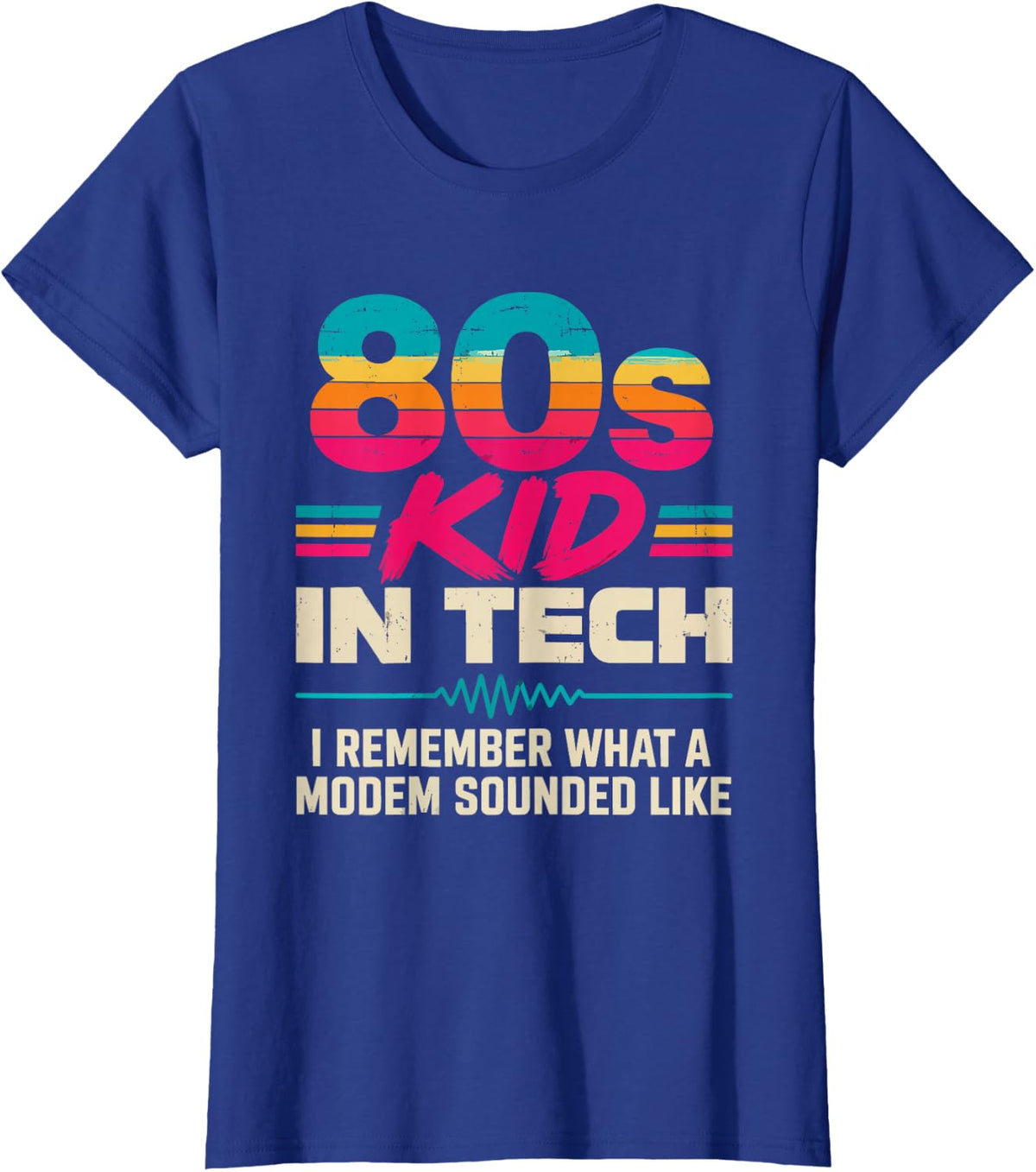 80s Kid Tech Modem Sound Computer History Retro T-Shirt - Royal Blue