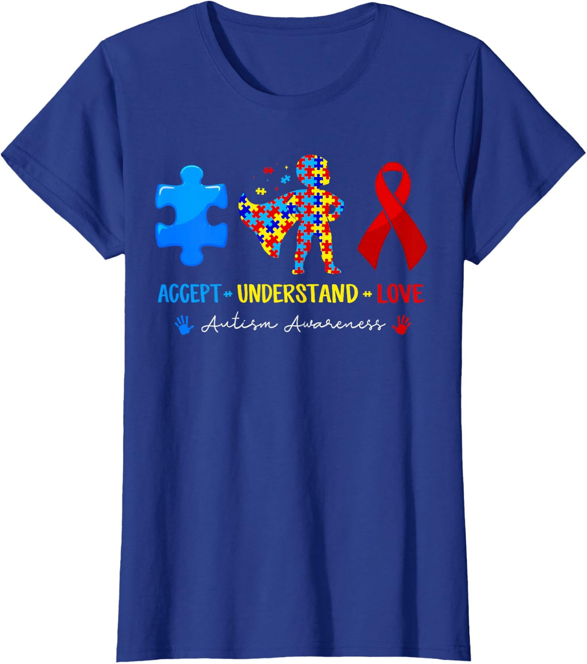 Accept Understand Love for Teacher Boys Kid Autism Awareness T-Shirt - Royal Blue