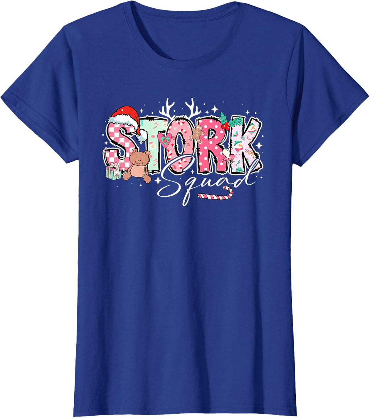 Stork Squad Labor and Delivery Nurse Christmas T-Shirt - Royal Blue