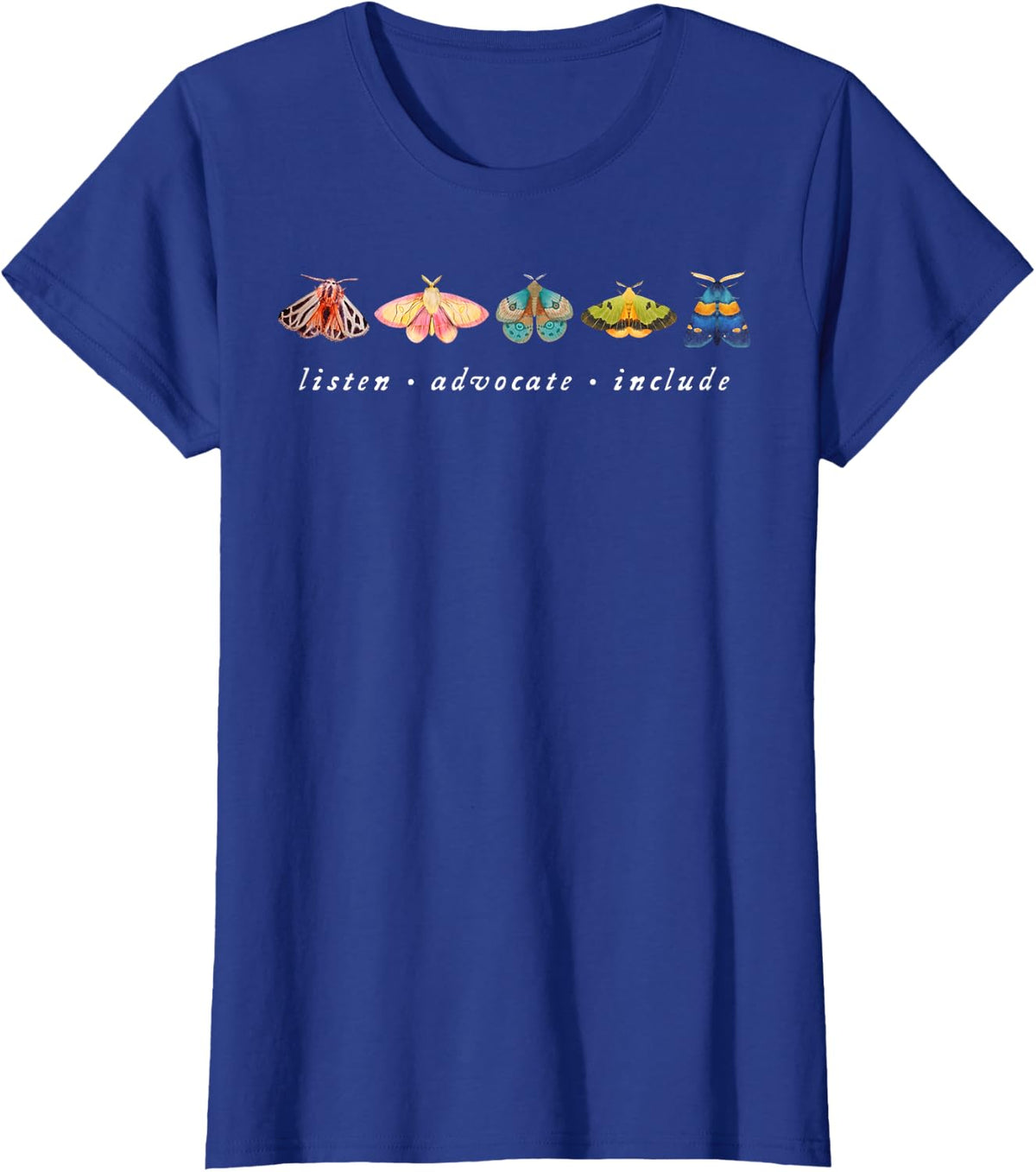 Listen Advocate Include Butterfly SPED Teacher Neurodiverse T-Shirt - Royal Blue